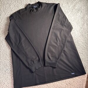 Fidra Men's Black Long Sleeve Pullover Mock‎ Neck Golf Dri Fit Shirt Large